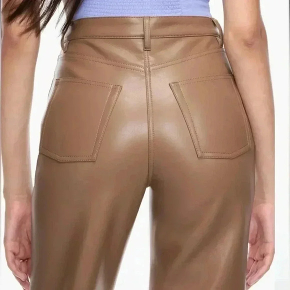 Aritzia Wilfred Viral The Melina Ankle Vegan Leather Pants Constant Camel Sz 4 - Picture 2 of 15